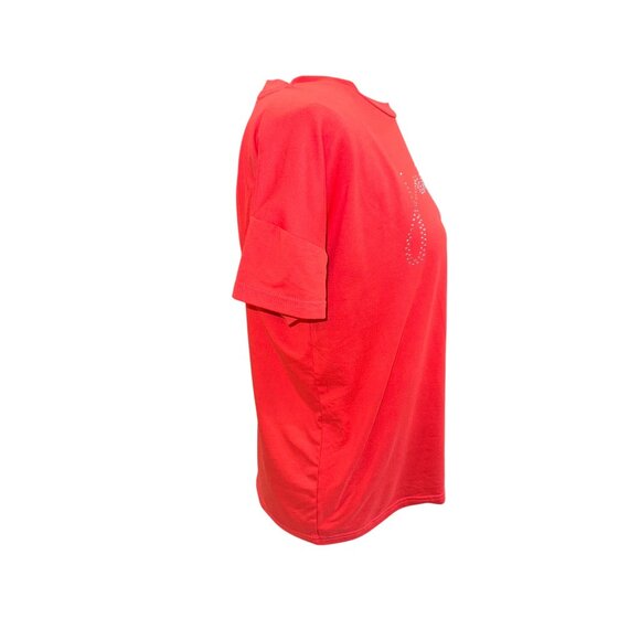 Juicy Couture Red Short Sleeve Soft T-Shirt With Rhinestone Logo S Y2K Academic - Picture 4 of 7